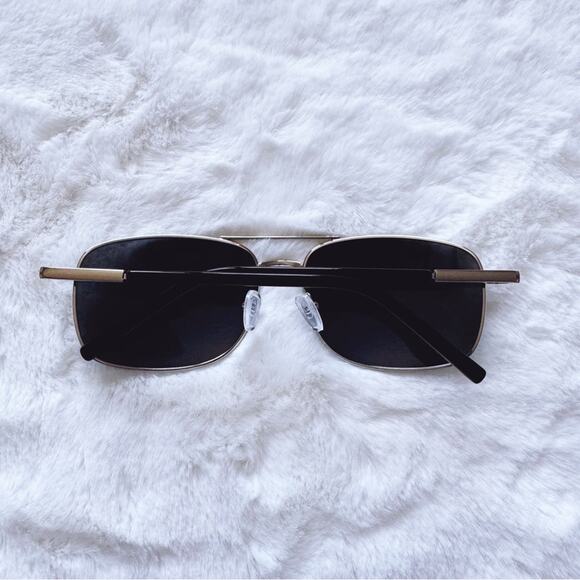 Troy Black w/ Silver Rims Rectangular Polarized Sunglasses - Picture 10 of 10